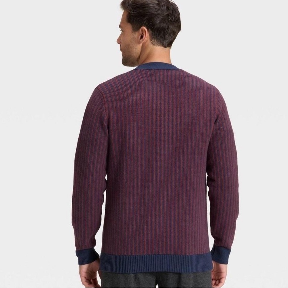 Men's Goodfellow & Co Burgundy Stripe Cardigan Sweater Multiple sizes S to XXL - Picture 6 of 11